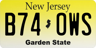 NJ license plate B74OWS