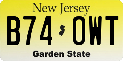 NJ license plate B74OWT