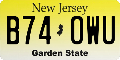NJ license plate B74OWU