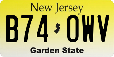 NJ license plate B74OWV