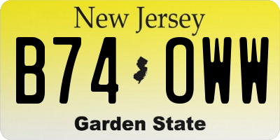 NJ license plate B74OWW