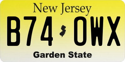 NJ license plate B74OWX