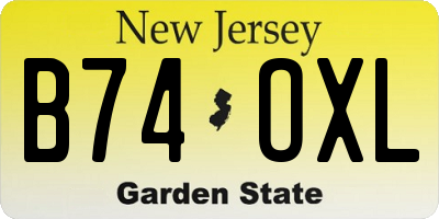 NJ license plate B74OXL