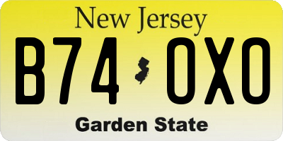 NJ license plate B74OXO