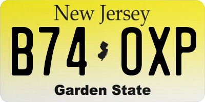 NJ license plate B74OXP