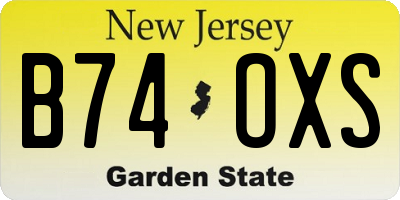 NJ license plate B74OXS