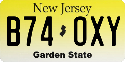 NJ license plate B74OXY