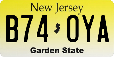 NJ license plate B74OYA