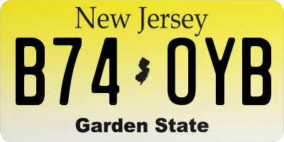 NJ license plate B74OYB