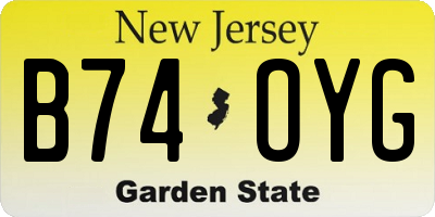 NJ license plate B74OYG