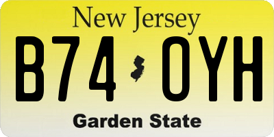 NJ license plate B74OYH