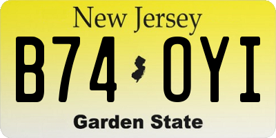 NJ license plate B74OYI