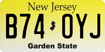 NJ license plate B74OYJ