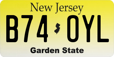 NJ license plate B74OYL