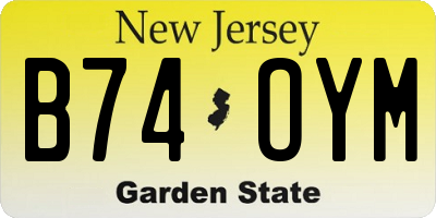 NJ license plate B74OYM