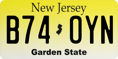NJ license plate B74OYN