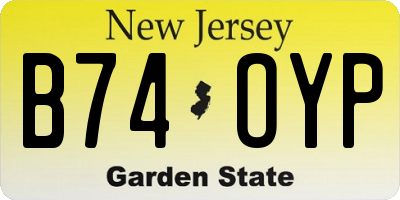 NJ license plate B74OYP