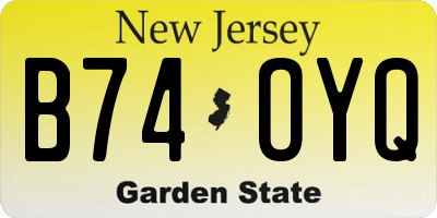 NJ license plate B74OYQ