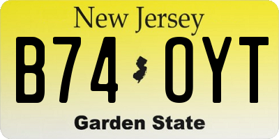 NJ license plate B74OYT