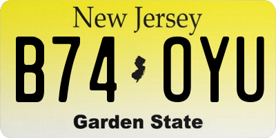 NJ license plate B74OYU