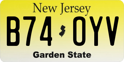 NJ license plate B74OYV