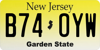 NJ license plate B74OYW