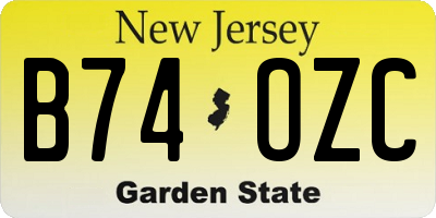 NJ license plate B74OZC