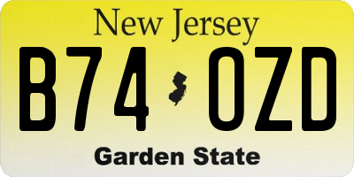 NJ license plate B74OZD