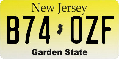 NJ license plate B74OZF