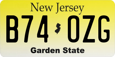 NJ license plate B74OZG