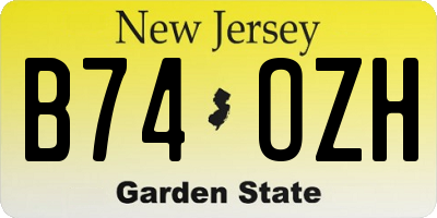 NJ license plate B74OZH