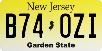 NJ license plate B74OZI