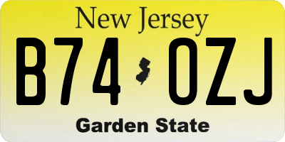 NJ license plate B74OZJ