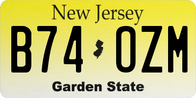 NJ license plate B74OZM