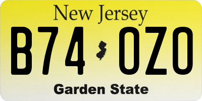 NJ license plate B74OZO