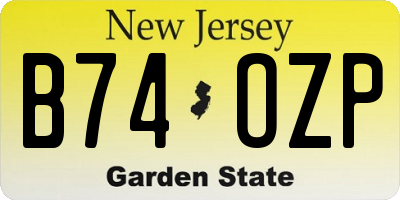 NJ license plate B74OZP
