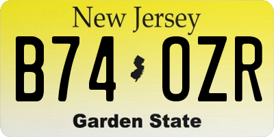 NJ license plate B74OZR
