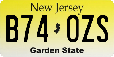 NJ license plate B74OZS