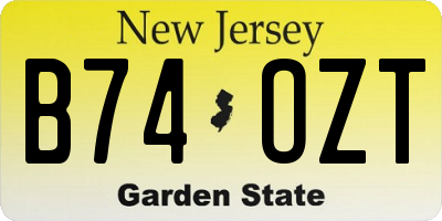 NJ license plate B74OZT