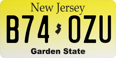 NJ license plate B74OZU