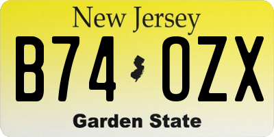 NJ license plate B74OZX