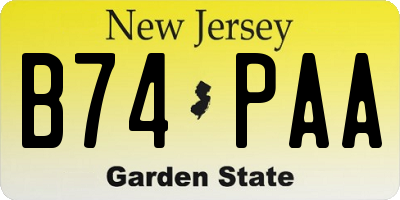 NJ license plate B74PAA