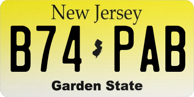 NJ license plate B74PAB