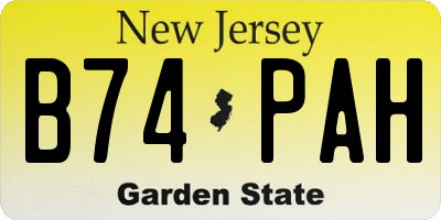 NJ license plate B74PAH