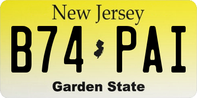 NJ license plate B74PAI
