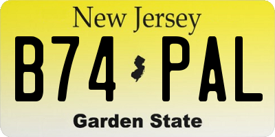 NJ license plate B74PAL