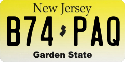 NJ license plate B74PAQ