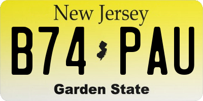 NJ license plate B74PAU