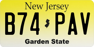 NJ license plate B74PAV
