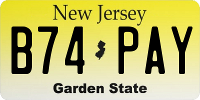 NJ license plate B74PAY